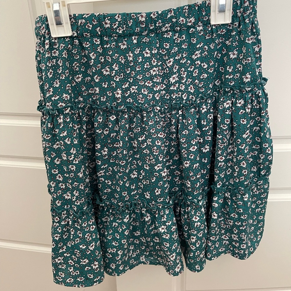 Floral Tiered Green Women’s Skirt